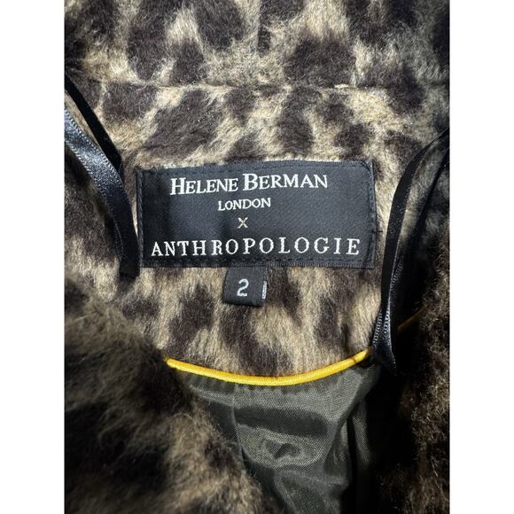 Helene Berman Anthropology Leopard Faux Fur Crop Jacket Mod Y2K Fall2025 Sz 2 - Picture 2 of 8